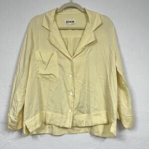 Secular Yellow Casual Button Down Collared Blouse Womens S Revolve Casual Beachy